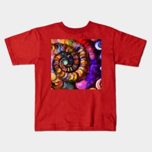 Artistic Nautilus Ammonite Spiral Swirl Abstract Geology Kids T-Shirt